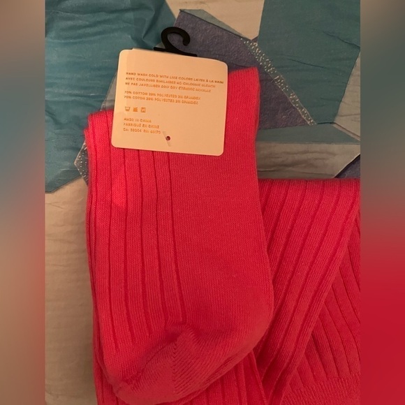 NWT Anthropologie Over-The-Knee Ribbed Socks in Hot Pink - Picture 2 of 3